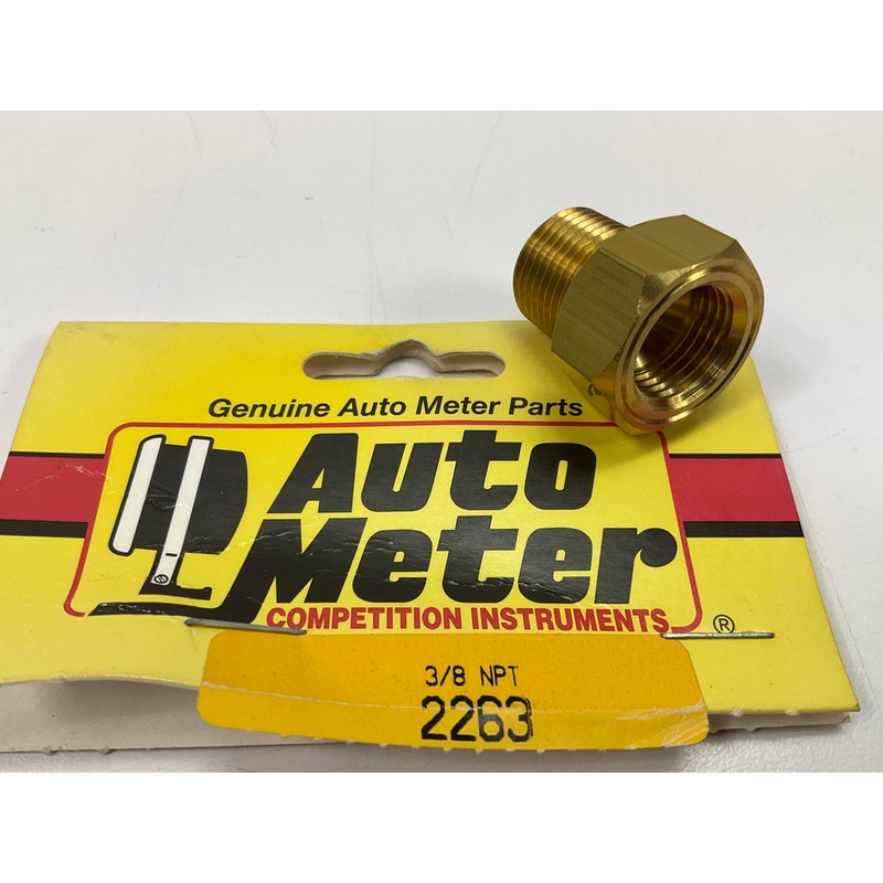 Auto Meter 2263 Pipe Fitting Brass Adapter 3/8'' NPT Male To 5/8''-18 UNF Female