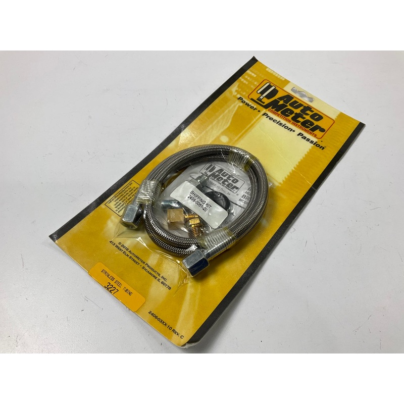 Auto Meter 3227 Hydraulic Hose Pressure Gauge Line Kit -4AN, 3' Steel Braided
