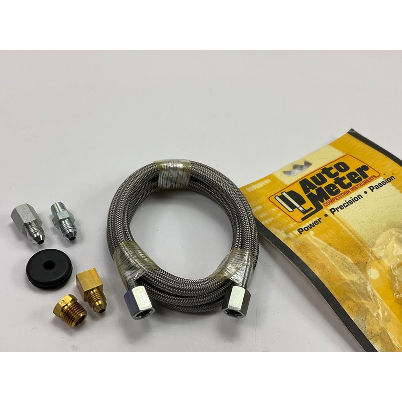 Auto Meter 3228 Hydraulic Hose Pressure Gauge Line Kit -4AN, 6' Steel Braided