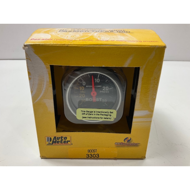 Auto Meter 3303 Sport-Comp Mechanical Turbo Boost / Vacuum Gauge 2-1/16'' (52mm)