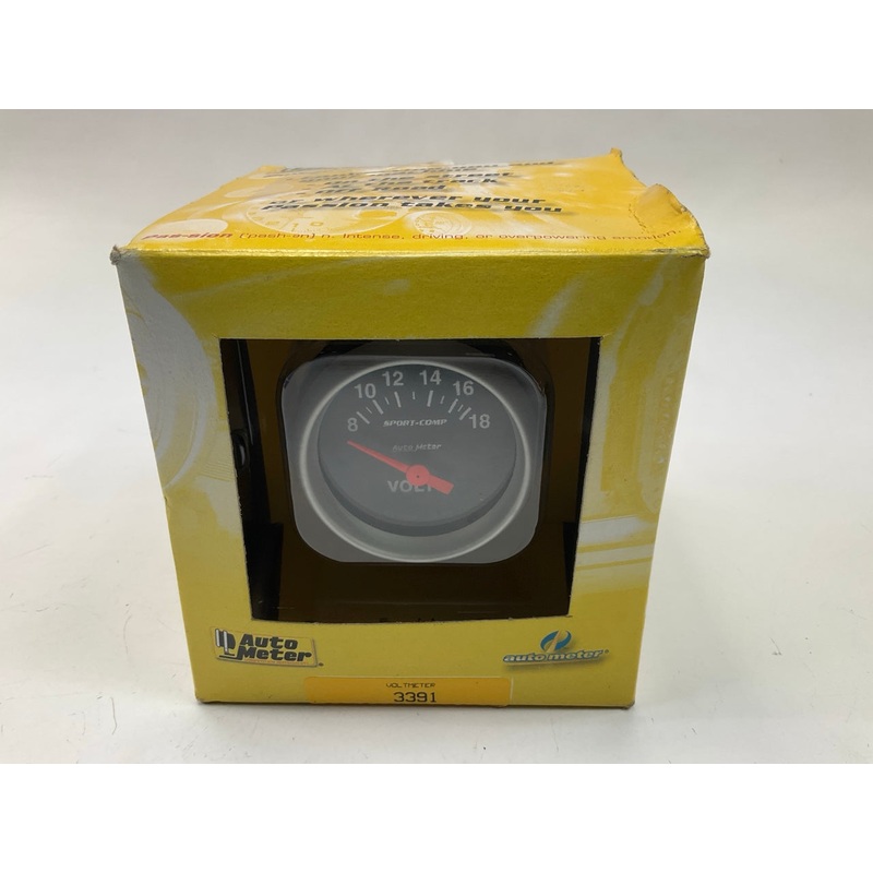 Auto Meter 3391 Sport Comp Voltmeter Volt Meter Gauge 2-1/16'',  8 - 18 Volts