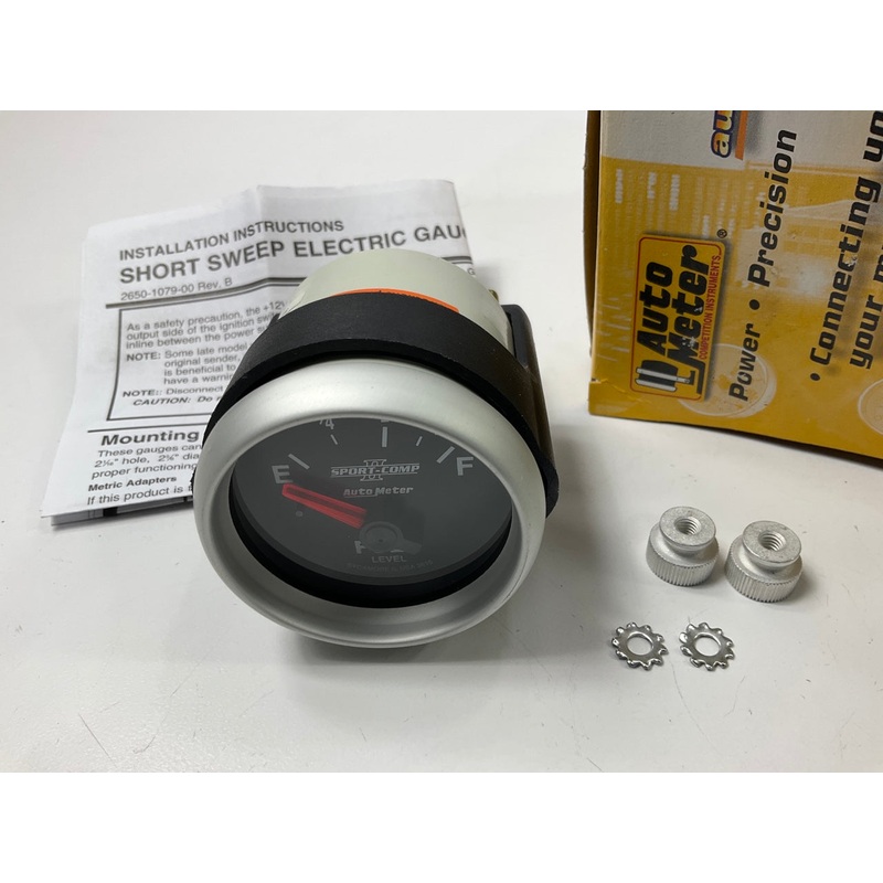 Auto Meter 3615 2-1/16''  Short Sweep Electric Fuel Level Gauge, 75 Ohms E / 10 F