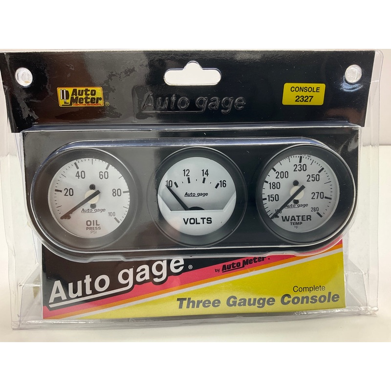 Auto Meter Autogage 2327 White 3 Gauge Set 2-1/16'' Oil Pressure Volt Water Temp