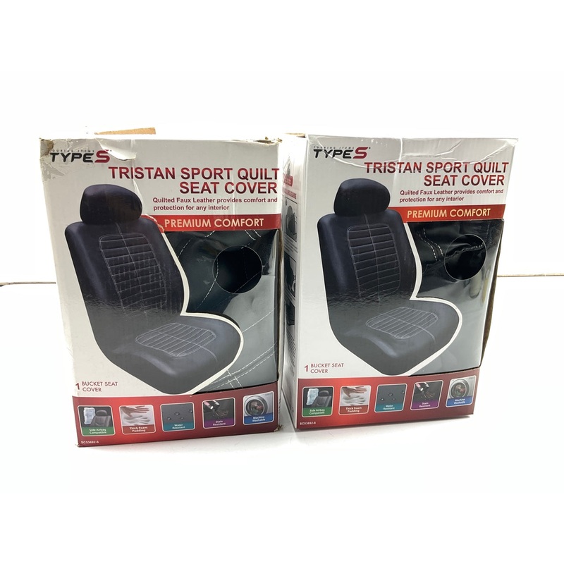(2) Type S SC53692-6 Black Tristan Sport Quilt Seat Covers  (PAIR)