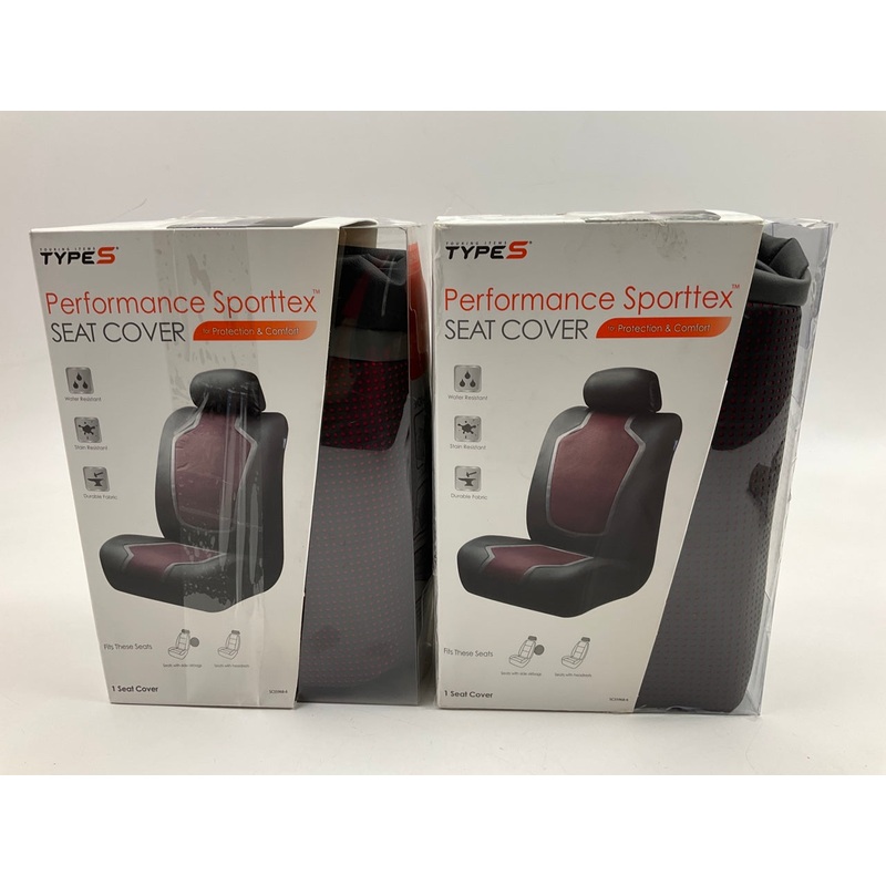 (2) TypeS 55968 Sporttex Perforated Red Bucket Seat W/ Adj. Headrest Seat Covers