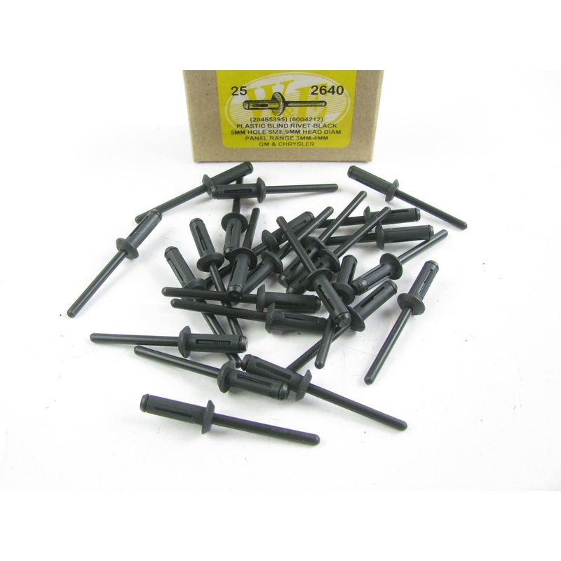 (25) WE 2640 PLASTIC BLIND RIVET-BLACK 5MM HOLE SIZE 9MM HEAD DIAM