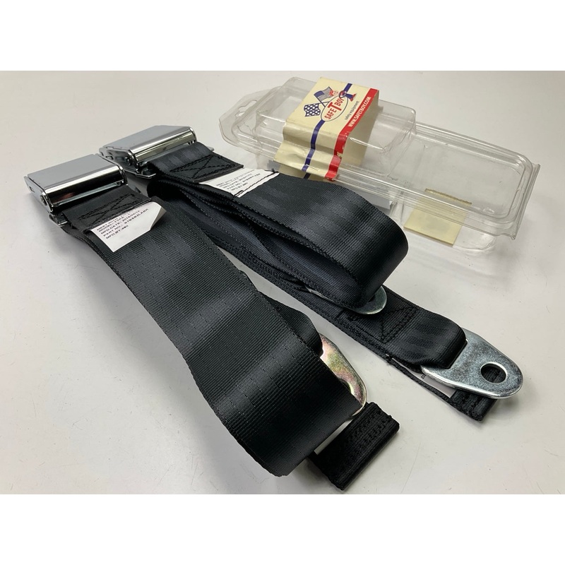 (2) Safetboy STBSB2LABK 2pt Black Lap Seatbelt Airplane Buckle Harness Truck