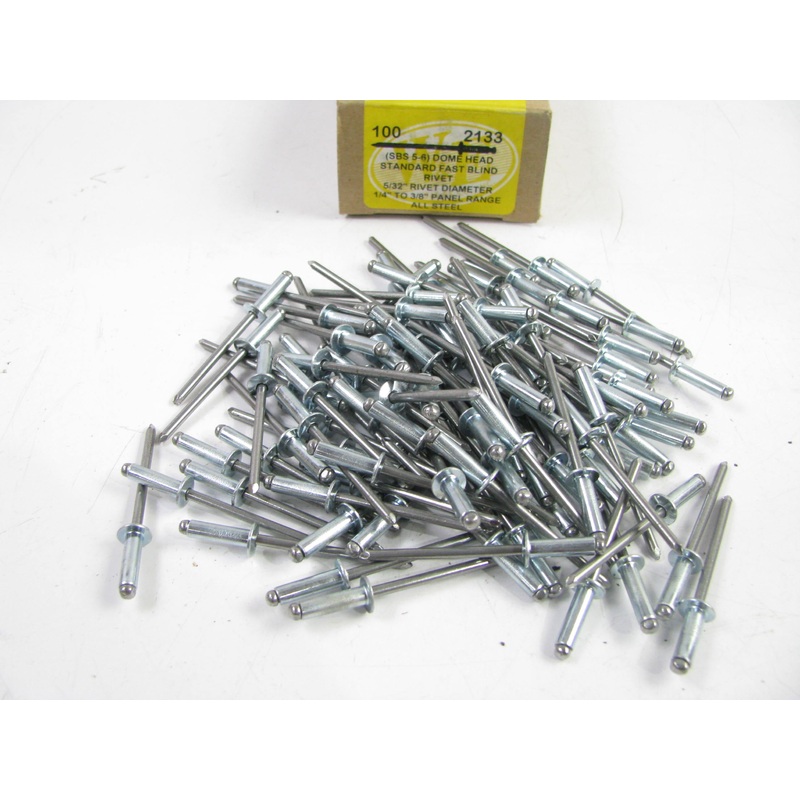 (100) WE 2133 DOME HEAD STANDARD FAST BLIND Steel Rivet/Steel Mandrel  5/32''