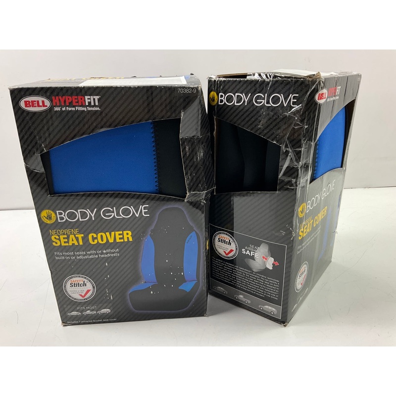 (2) Bell 70382-9 Universal Body Glove Neoprene Black & Blue Bucket Seat Cover