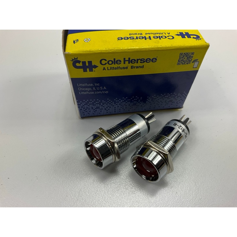 (2) Cole Hersee PL-612-R-BX Red LED Pilot Light