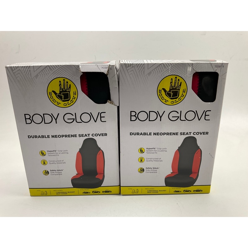 (2) Hopkins 70381-9 Red Body Glove Hyper-Fit Seat Covers - Black / Red
