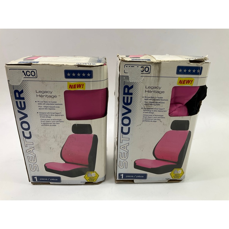 (2) Kraco 805062 PINK Seat Covers Low Back Bucket Seats With Adjustable Headrest