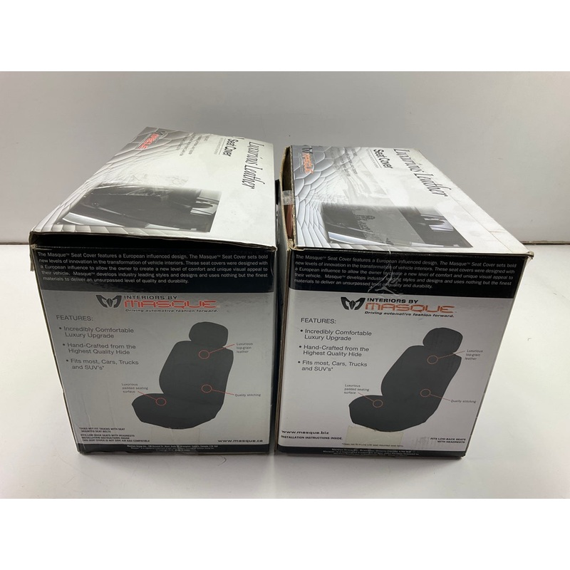 (2) Masque 63013 Low Back Leather Universal Seat Cover, Black