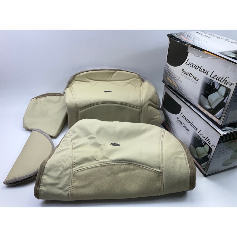 (2) Masque 63015 Low Back Leather Seat Covers, Tan - DOES 2 SEATS