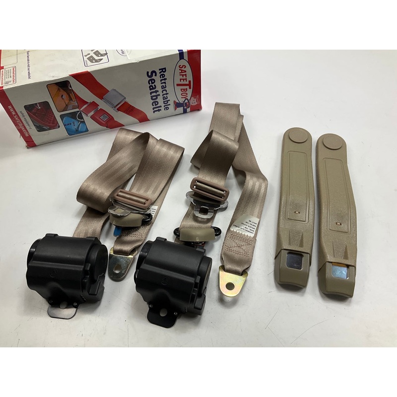 (2) NO HARDWARE Safetboy 3-Point Retractable Lap & Shoulder Seat Belt W/ Buckle