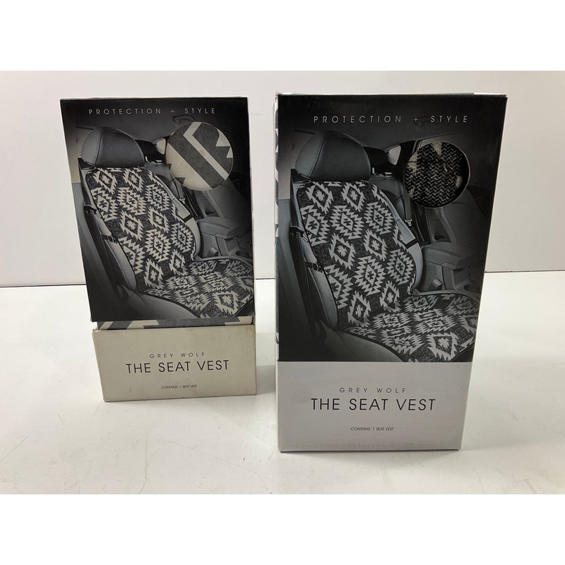 (2) Pilot Automotive SC-569 Wool Seat Vest, Black / Gray Seat Cover Aztec Design