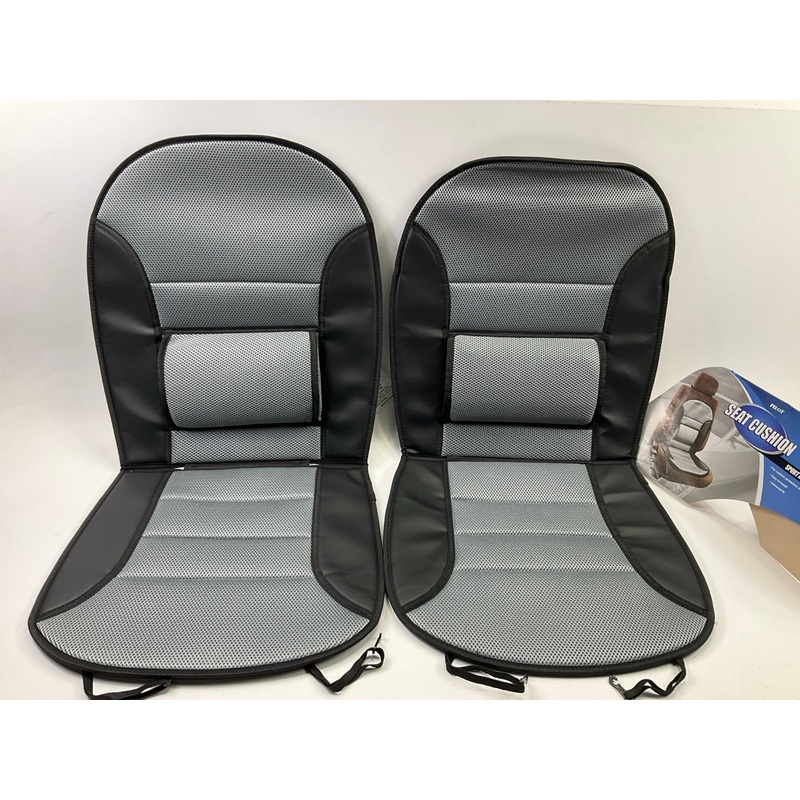 (2) Pilot Automotive SC278G Black Gray Simulated Leather Seat Cushions Universal