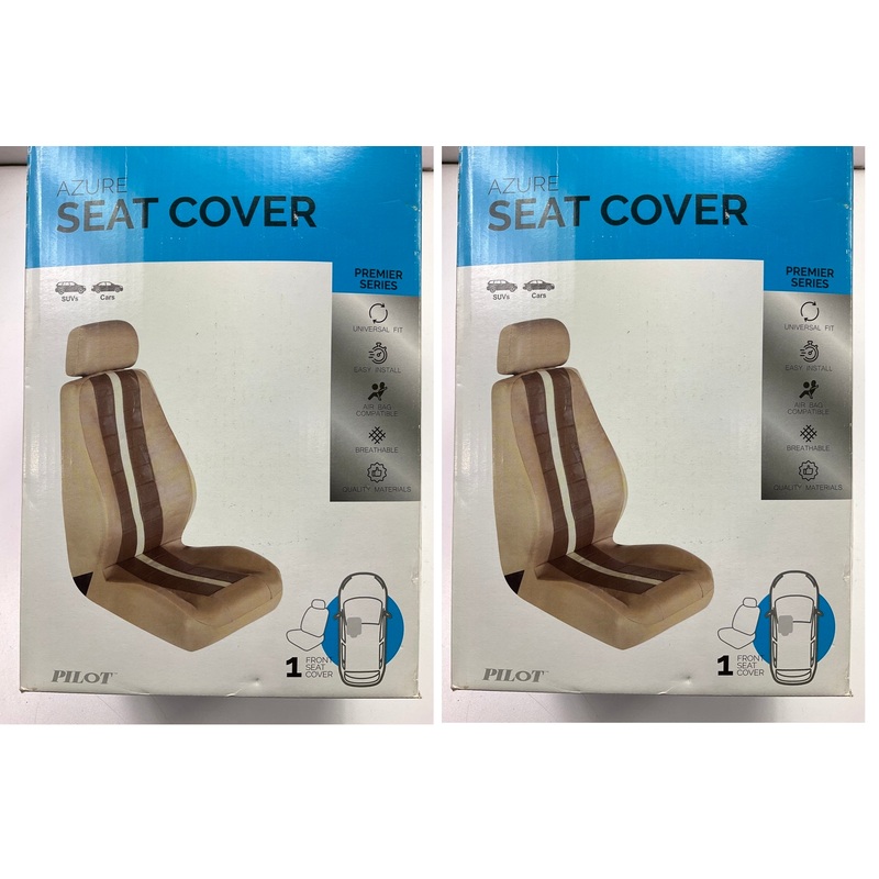 (2) PILOT SC670 Azure Tan Seat Cover, Does 2 Seats, For Low Back Car & SUV Seats