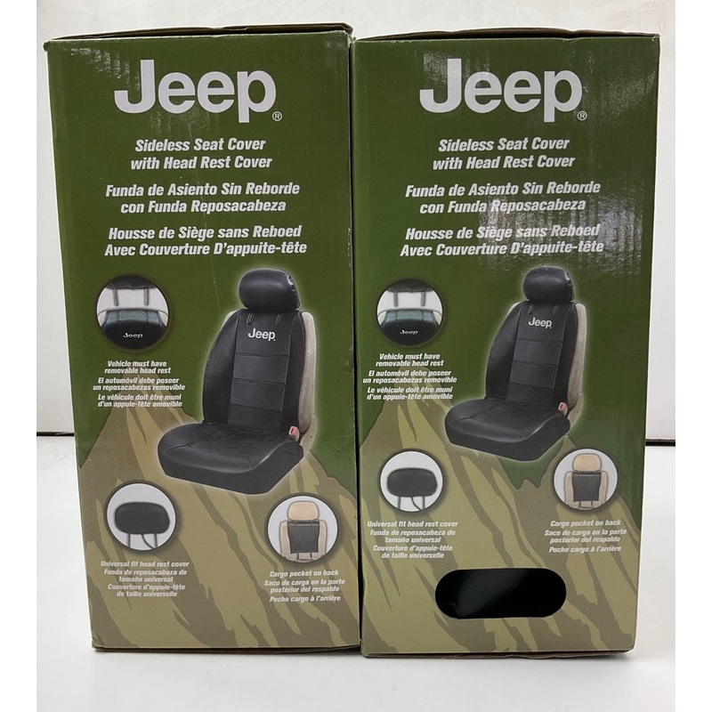 (2) Plasticolor 008581 Universal Black Logo Sideless Seat Covers For Jeep (PAIR)