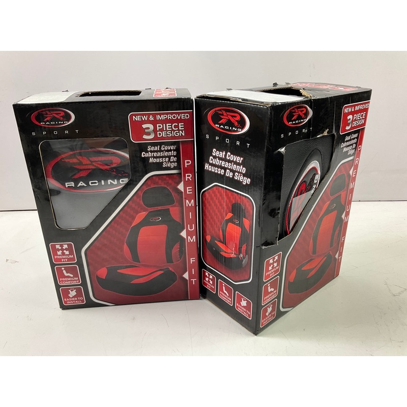 (2) Plasticolor 008622R04 R Racing Sport Low Back 3 Piece Red Seat Covers