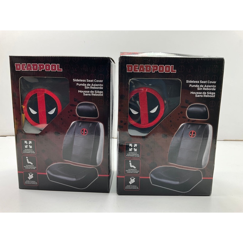 (2) Plasticolor 008664 Car Truck Universal Sideless Seat Cover Marvel Deadpool