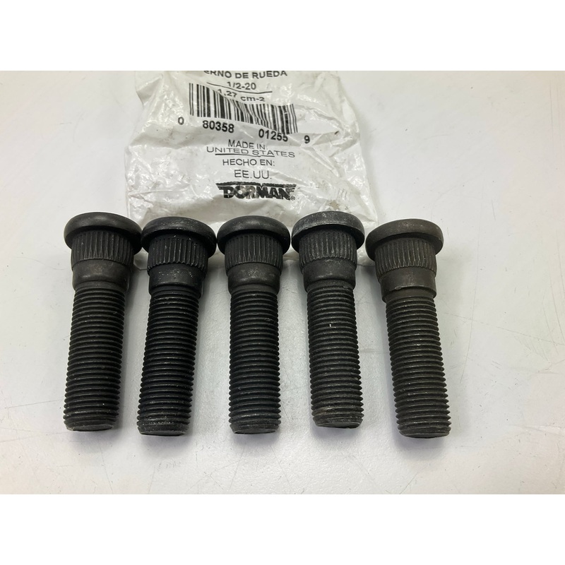 (5) Dorman 610-449 1/2-20 Serrated Wheel Lug Stud - .627'' Knurl, 1-15/16'' Length