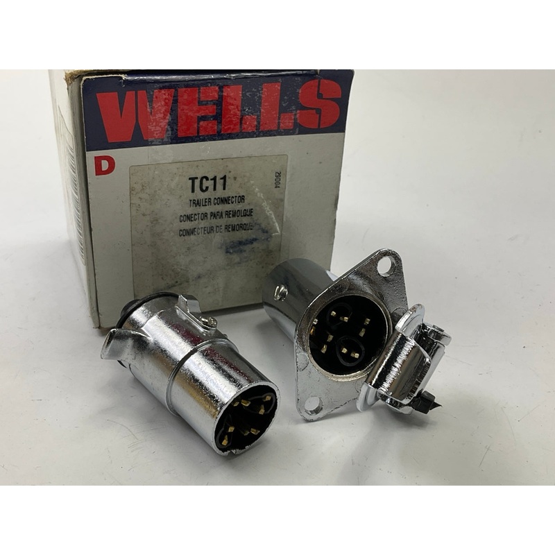 Wells TC11 Chrome Trailer Connector, 1-4 Pole, Male & Female
