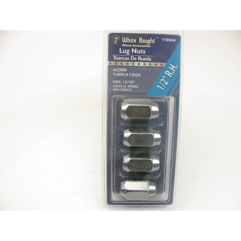 White Knight 110044 Wheel Lug Nuts - 1/2'' RH Acorn, 13/16'' Hex - 4/Pack