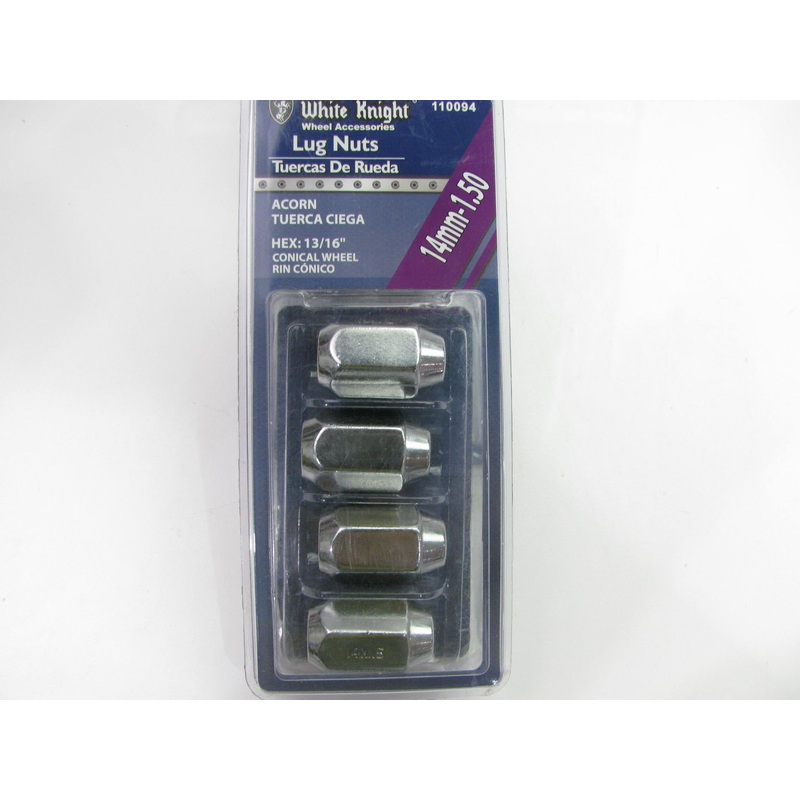 White Knight 110094 Wheel Lug Nuts - 14mm-1.50 Acorn, 13/16'' Hex 4/Pack