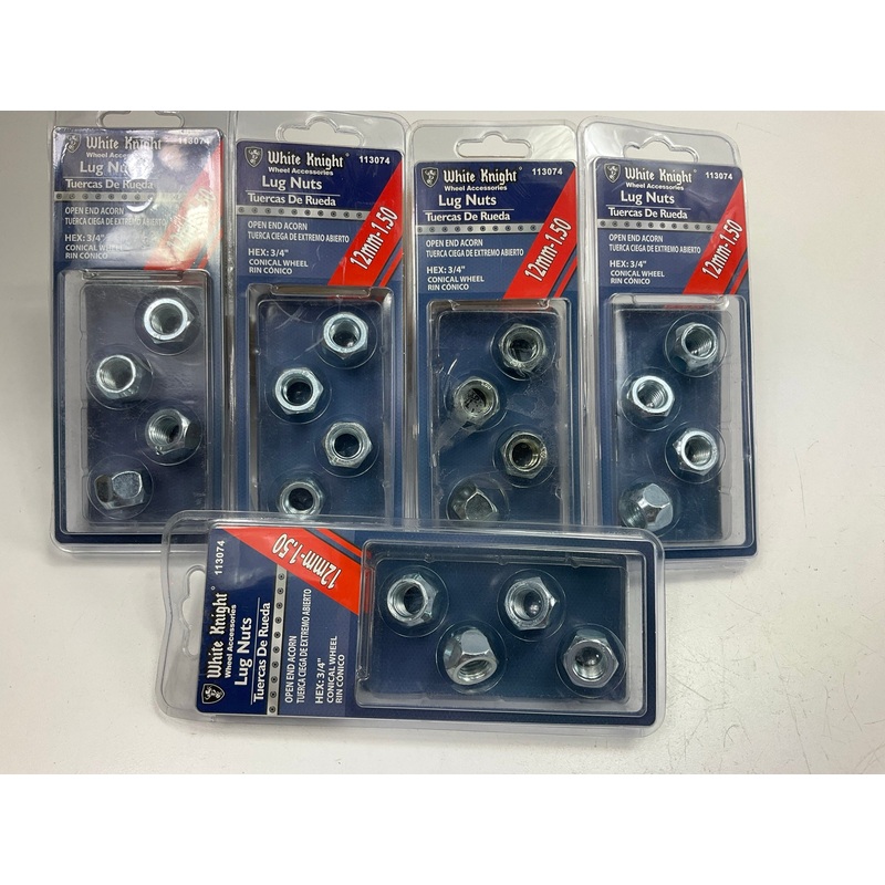 White Knight 113074 Wheel Lug Nuts - 12mm-1.50 RH Open End Acorn - 20/Pack