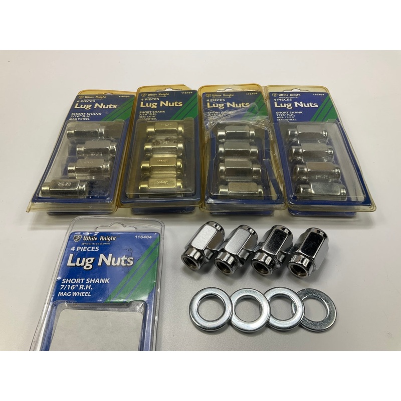 White Knight 116404 Wheel Lug Nuts Short Shank 7/16'' R.H Hex 13/16'' Mag, 20 PACK