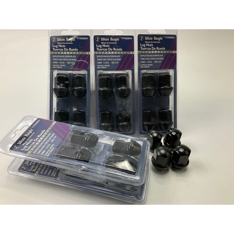 White Knight 11709DBK4 Black Wheel Lug Nuts, 20/PACK, 14mm X 1.50 R.H., 7/8'' Hex