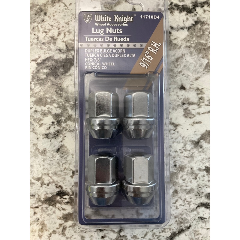 White Knight 11710D4 - Wheel Lug Nuts, 9/16'' R.H, 4 PC, Hex: 7/8''