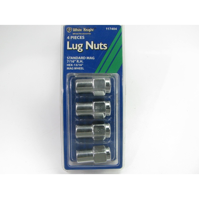 White Knight 117404 Wheel Lug Nuts - 7/16'' RH, 13/16'' Hex, Standard Mag 4/pack