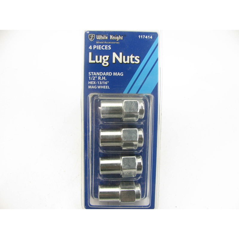 White Knight 117414 Wheel Lug Nuts - 1/2'' RH, 13/16'' Hex, Mag Wheel - 4/Pack