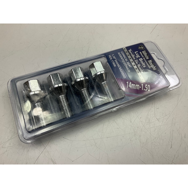 White Knight 118204 Wheel Lug Bolts - 14mm-1.50, Conical Seat 1.10'' Shank 4/Pack