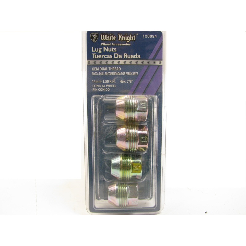 White Knight 120094 OEM DUAL THREAD Lug Nuts 14mm-1.50, 7/8'' Hex - 4/Pack