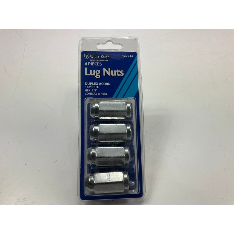 White Knight 130044 Wheel Lug Nuts - 1/2'' RH Duplex Acorn, 7/8'' Hex - 4/Pack