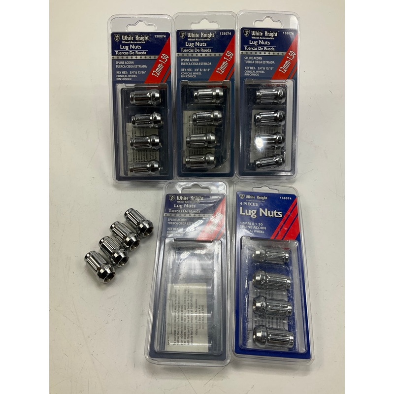 White Knight 138074 Wheel Lug Nuts - 12mm-1.50 Spline Acorn - 20/Pack