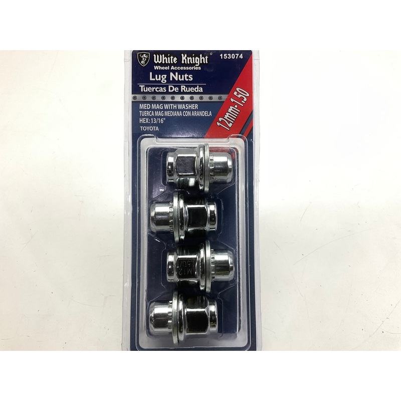 White Knight 153074 Wheel Lug Nuts - 12mm X 1.50 Thread Size, 13/16'' - 4 PACK