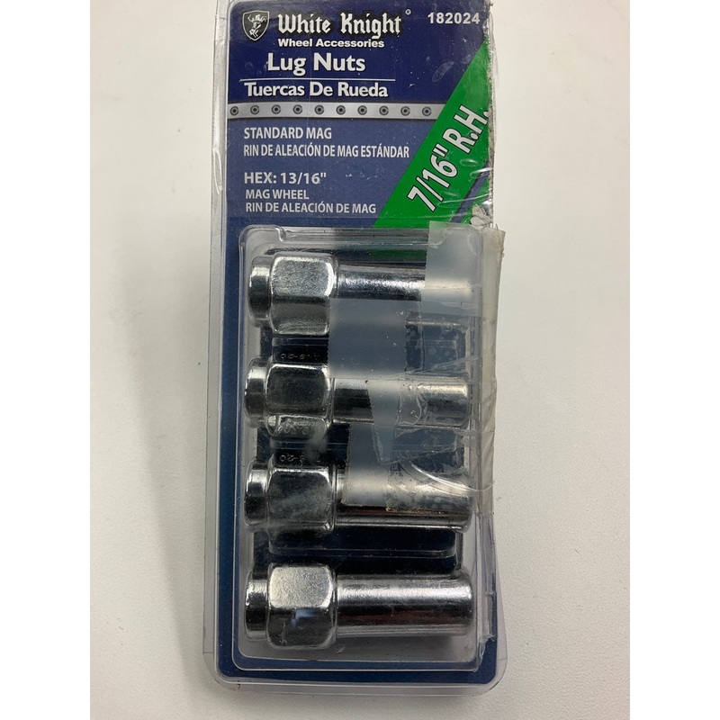 White Knight 182024 Wheel Lug Nuts Standard Mag 7/16'' RH 13/16'' Hex - Pack Of 4