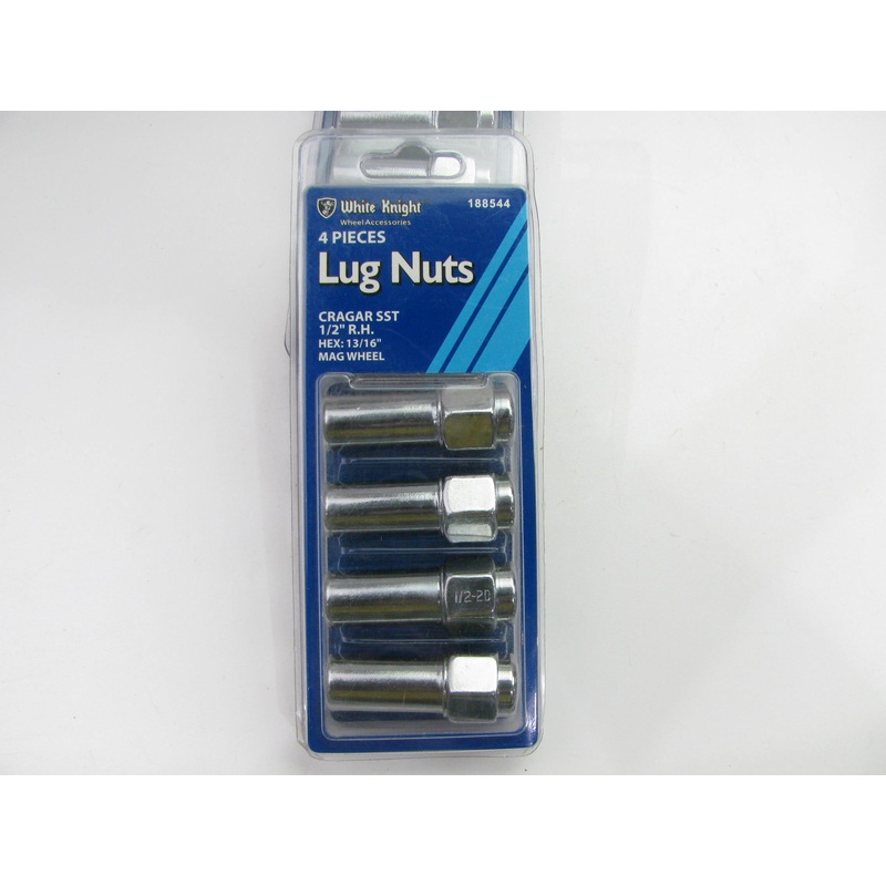 White Knight 188544 Wheel Lug Nuts - Cragar SST 1/2'' RH Mag, 13/16'' Hex - 4/Pack