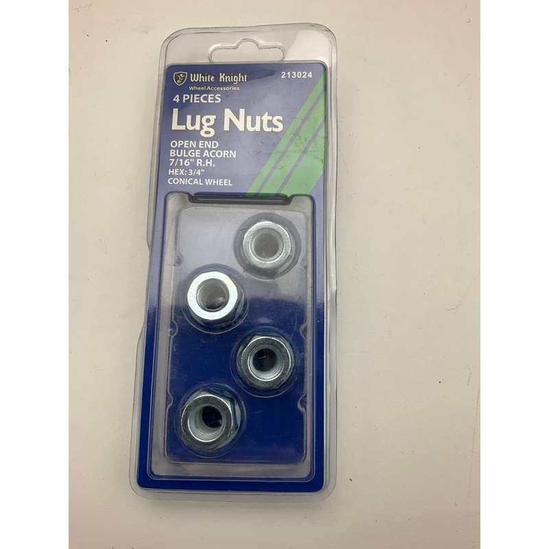 White Knight 213024 Wheel Lug Nuts,  7/16'' R.H. THREAD SIZE Bulge Acorn Open End