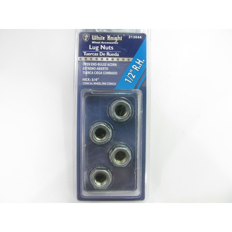 White Knight 213044 Wheel Lug Nuts Open End Bulge Acorn 1/2'' RH, 3/4'' Hex 4/Pack