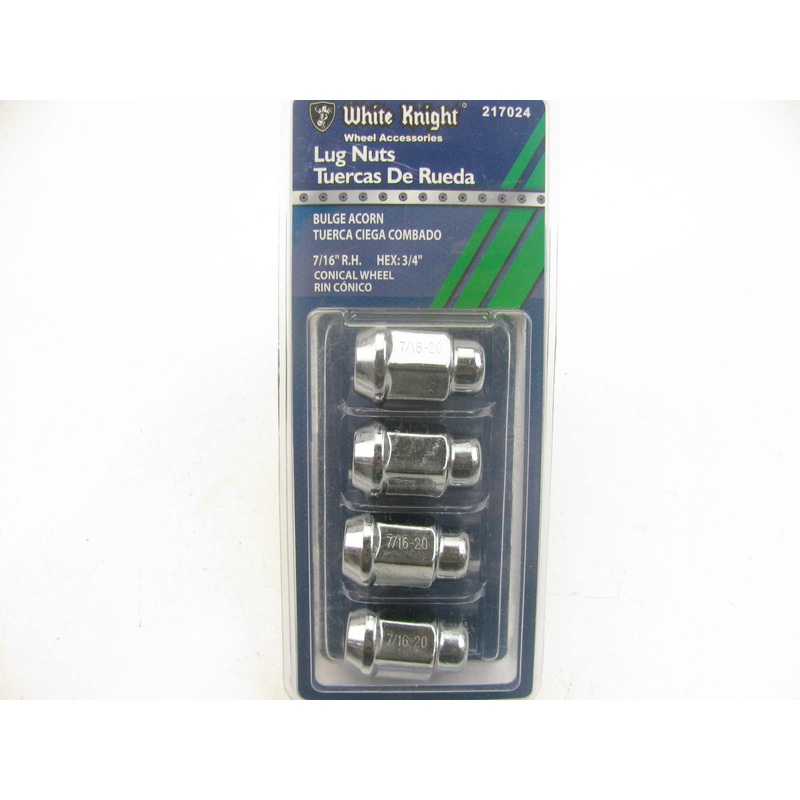 White Knight 217024 Wheel Lug Nuts - 7/16'' RH Bulge Acorn, 3/4'' Hex 4/Pack