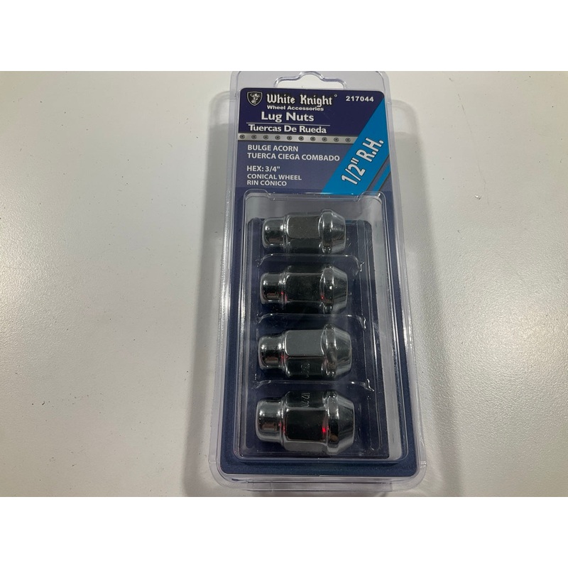 White Knight 217044 Wheel Lug Nuts - 1/2'' RH Bulge Acorn 3/4'' Hex - 4/Pack