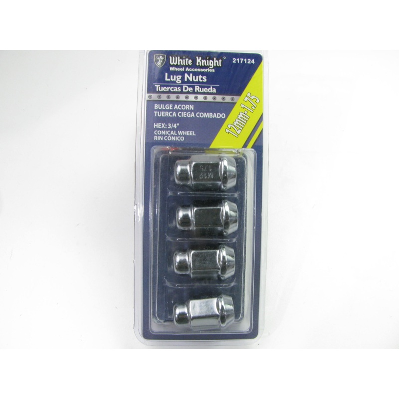 White Knight 217124 Wheel Lug Nuts - 12mm-1.75 Bulge Acorn 3/4'' Hex - 4/Pack