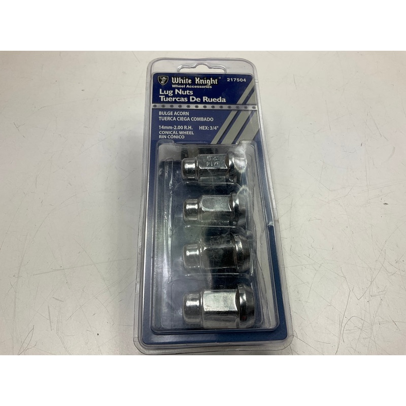 White Knight 217504 Wheel Lug Nuts - 14mm-2.00 RH Bulge Acorn, 3/4'' Hex - 4/Pack
