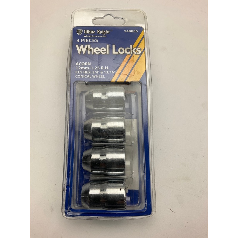 White Knight 240605 Wheel Locks Acorn 12mm-1.25 R.H, Key Hex 3/4'' & 3/16''