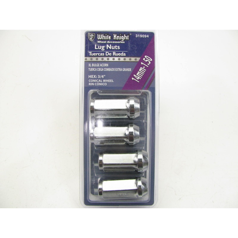 White Knight 319094 Wheel Lug Nuts - 14mm-1.50 XL Bulge Acorn, 3/4'' Hex - 4/Pack